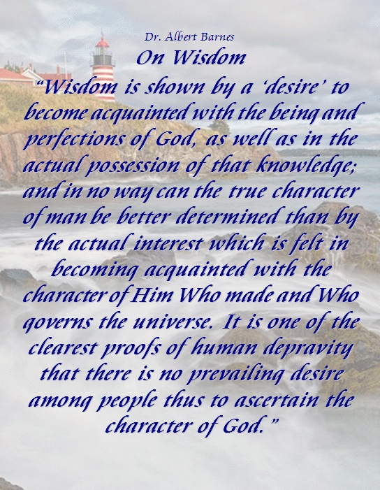 Dr. Albert Barnes on Wisdom